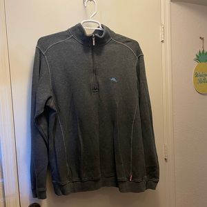 Tommy Bahama Relax Gray Half-Zip Sweatshirt Large/Tall.